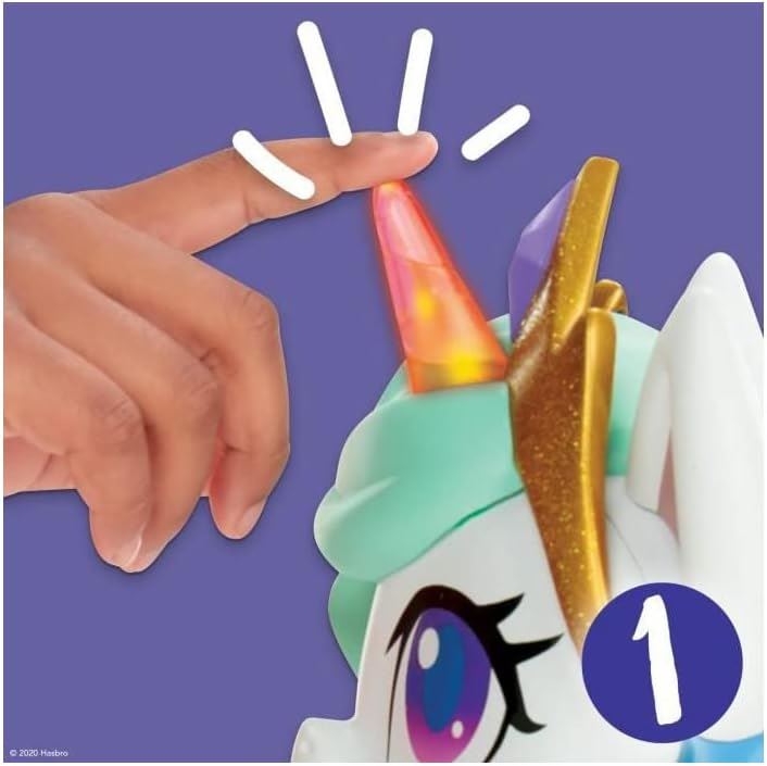 My Little Pony Princess Celestia 8″ Magical Kiss Unicorn (E9107) – Interactive Kids Toy with Lights, Sounds & 3 Surprise Accessories by Hasbro