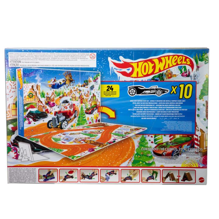 Hot Wheels 2025 Advent Calendar JCB47 – Includes 10 Die-Cast 1:64 Scale Cars + 24 Holiday Accessories | Kids Christmas Countdown Toy Gift Set