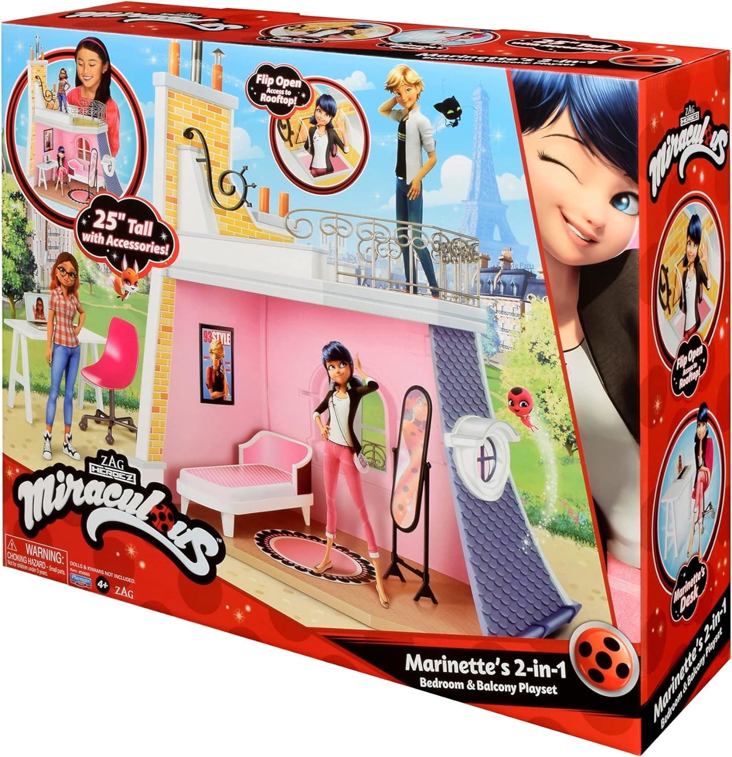Miraculous Marinette's 2-in-1 Balcony and Bedroom Playset LB000012 Ladybug
