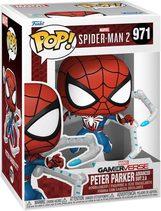 Peter Parker (Advanced Suit 2.0) #971 Pop! Vinyl Figure 76109 – Spider-Man 2 Funko Collectible 3.75″ Marvel Game Character Figure