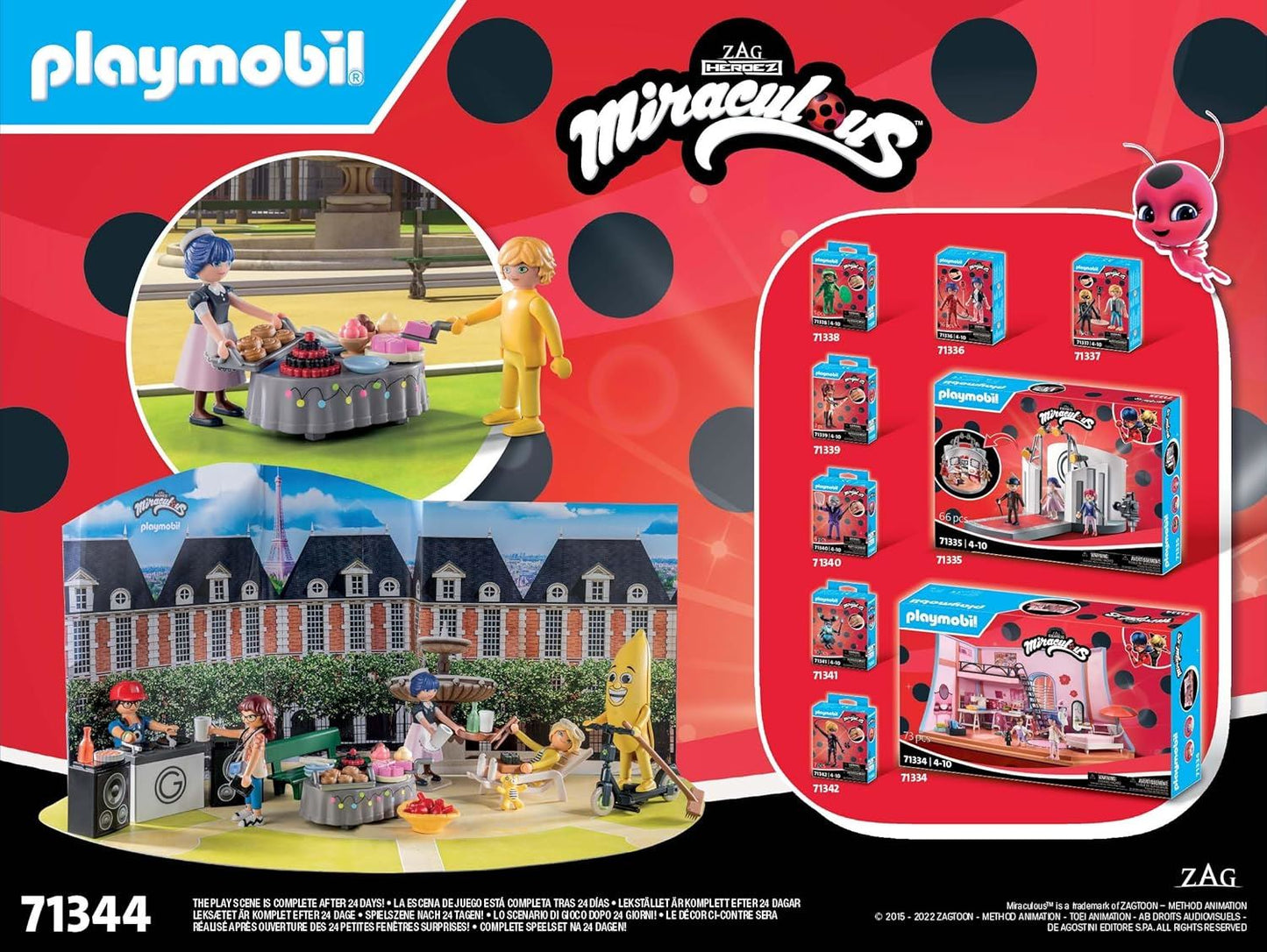 PLAYMOBIL 71344 Miraculous: Picnic in Paris Advent Calendar – 24-Day Holiday Countdown with Marinette & Friends in Paris Park
